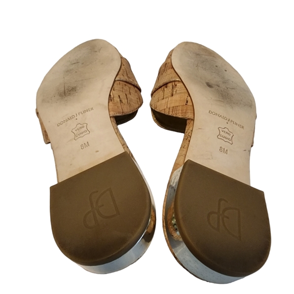 EUC Donald Pliner Falta Cork Leather Buckle Slides Sandals - Picture 9 of 10